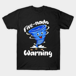 Cute Fivenado Warning 5th Birthday Tornado Boy Girl Kids T-Shirt